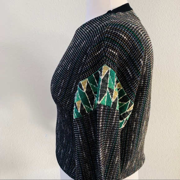 URBAN OUTFITTER metallic knit black green sweater - Picture 5 of 8